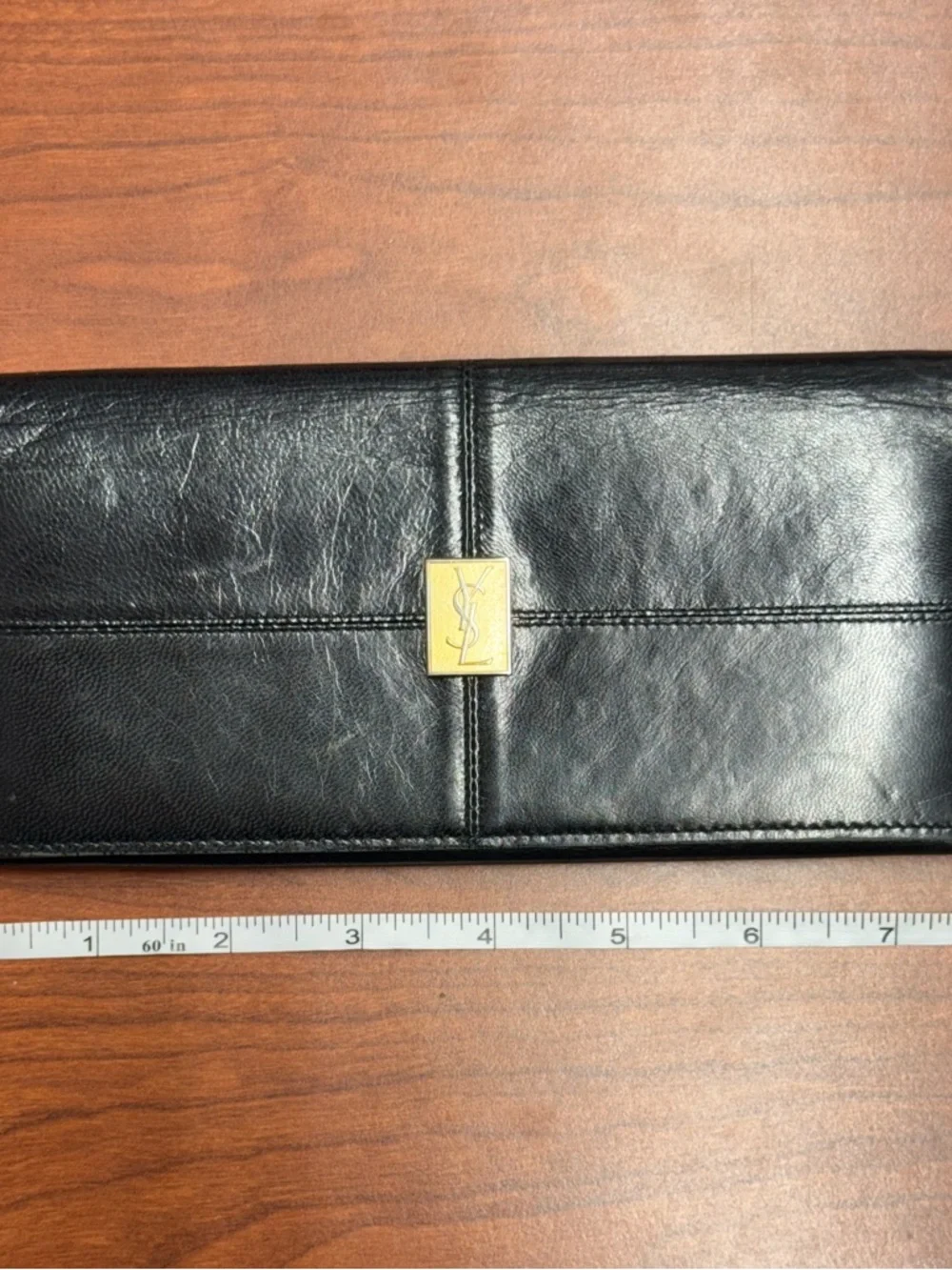 Yves Saint Laurent Black Leather Wallet with Gold YSL Plaque - Picture 15 of 15